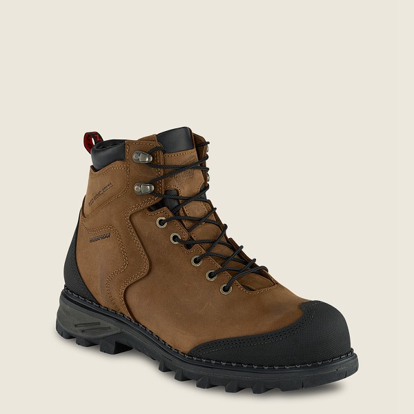 Red Wing Safety Boots Burnside - 6-inch Waterproof Toe - Brown/Black - Mens CMX389067